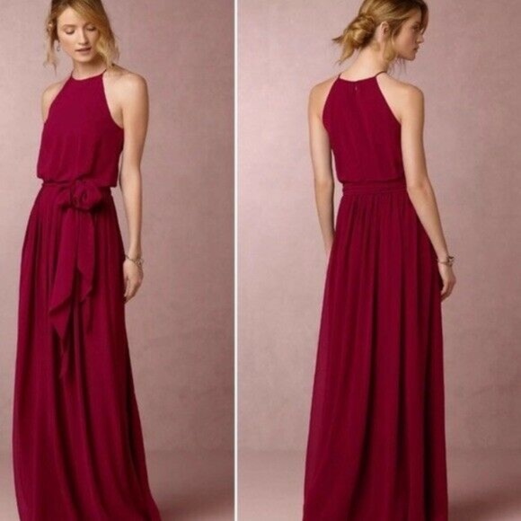 BHLDN Dresses & Skirts - BHLDN Donna Morgan Alana Dress Black Cherry Gown